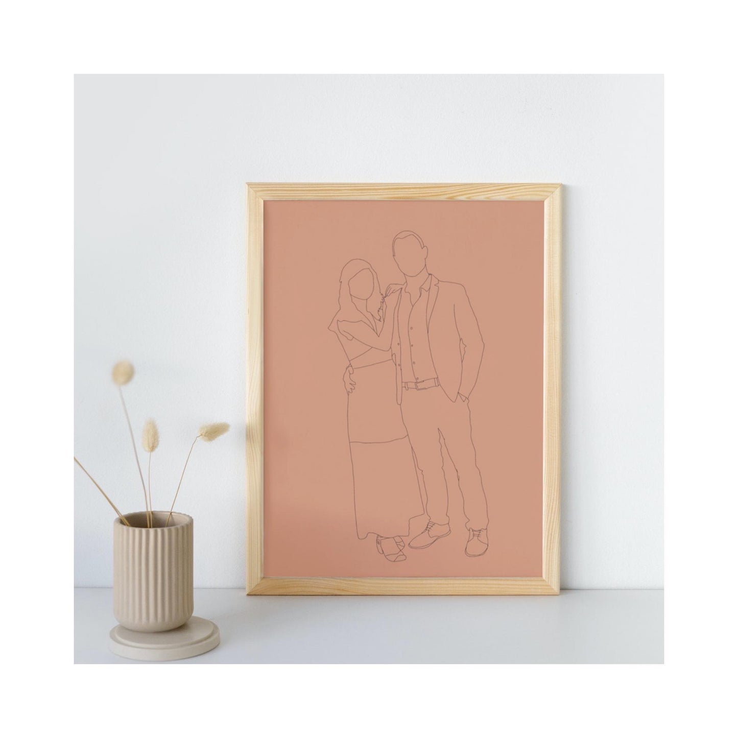Illustration One line personnalisée - fond uni
